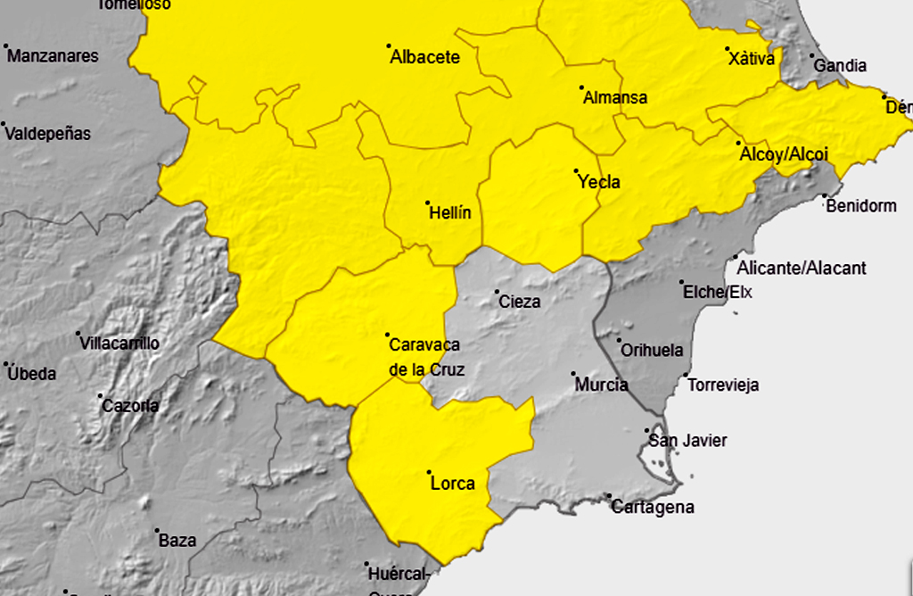 El Valle del Guadalentn, en alerta amarilla por lluvias y tormentas